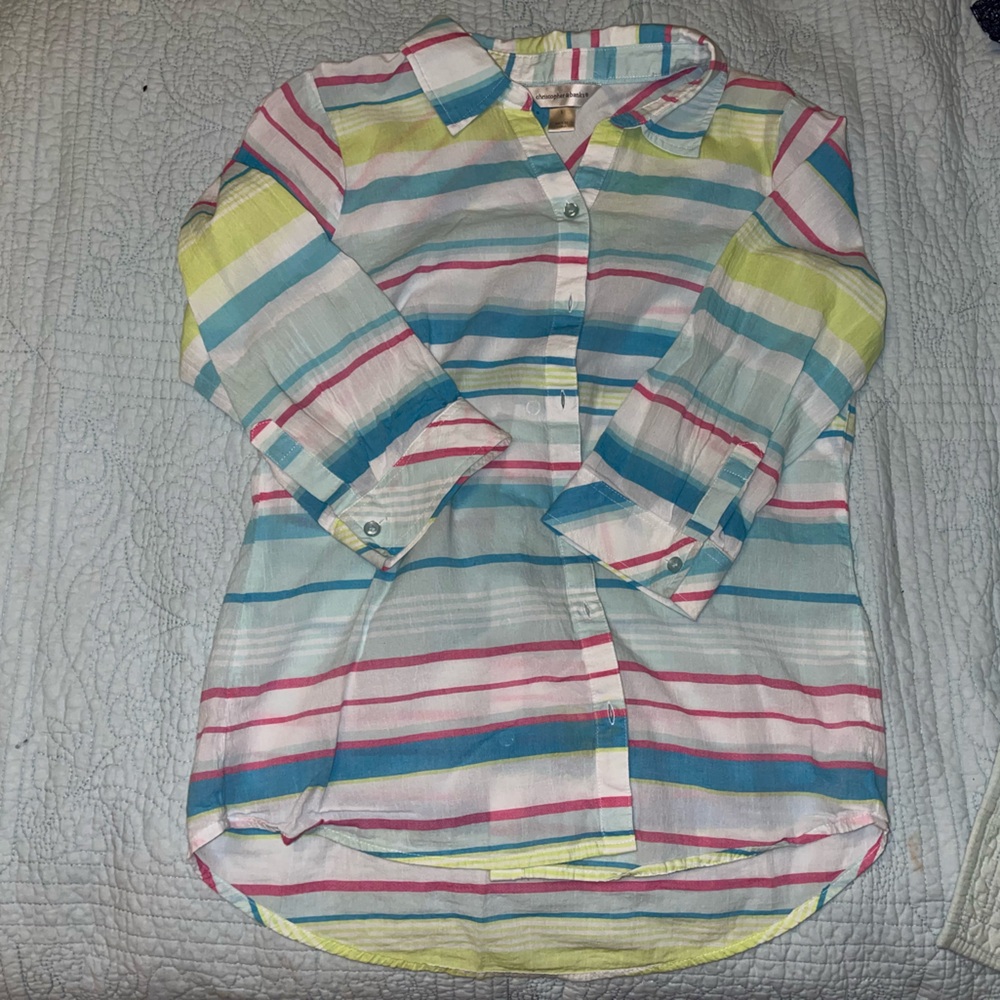 Christopher Banks Colorful Striped Button-Up Shirt